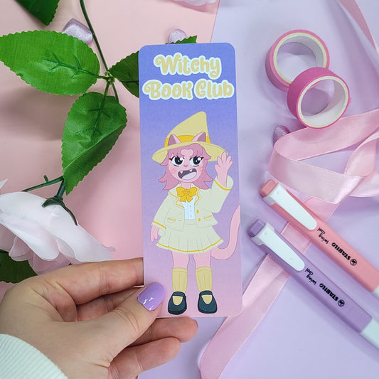 Cute pink werecat witchy magical bookmark