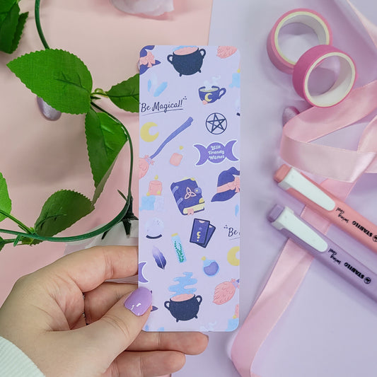 Magical themed bookmark featuring lots of witchy items
