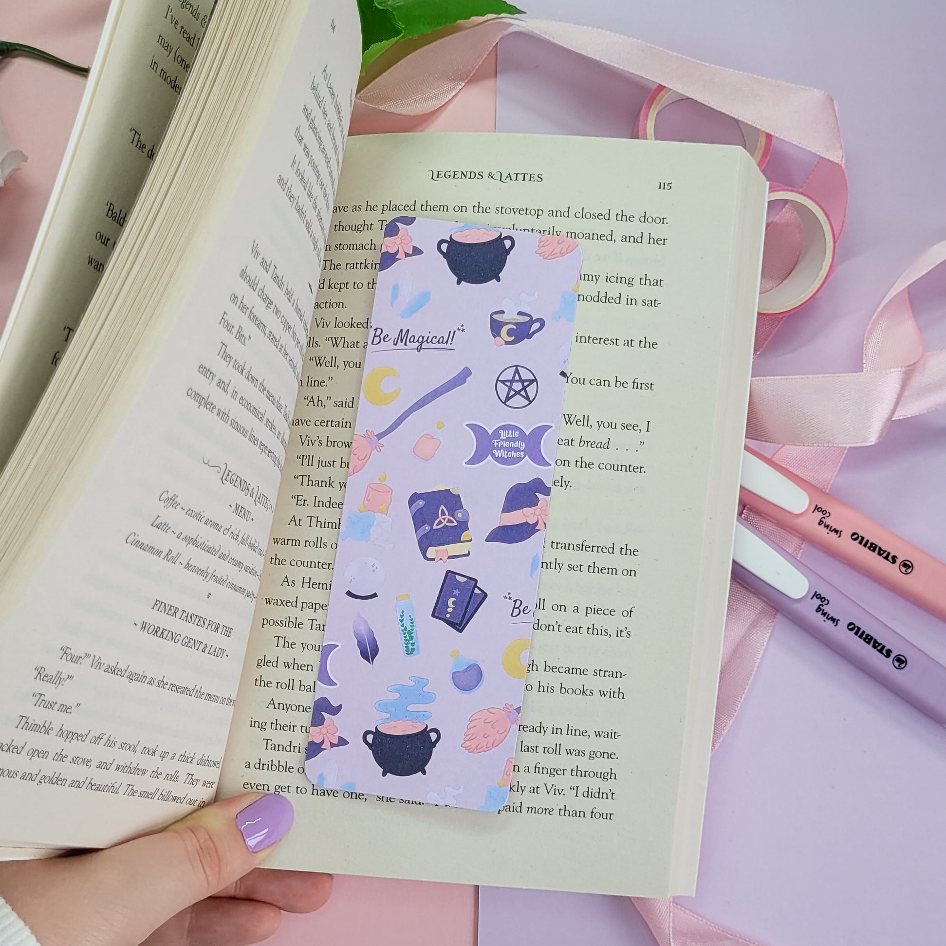 Magical themed bookmark featuring lots of witchy items
