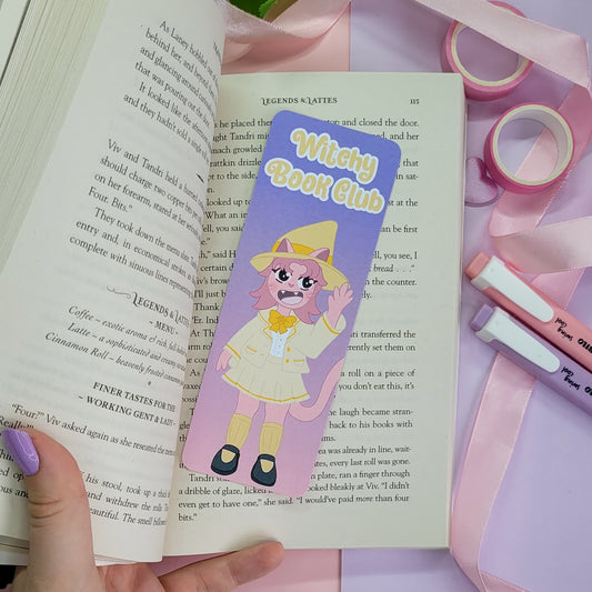 Cute pink werecat witchy magical bookmark