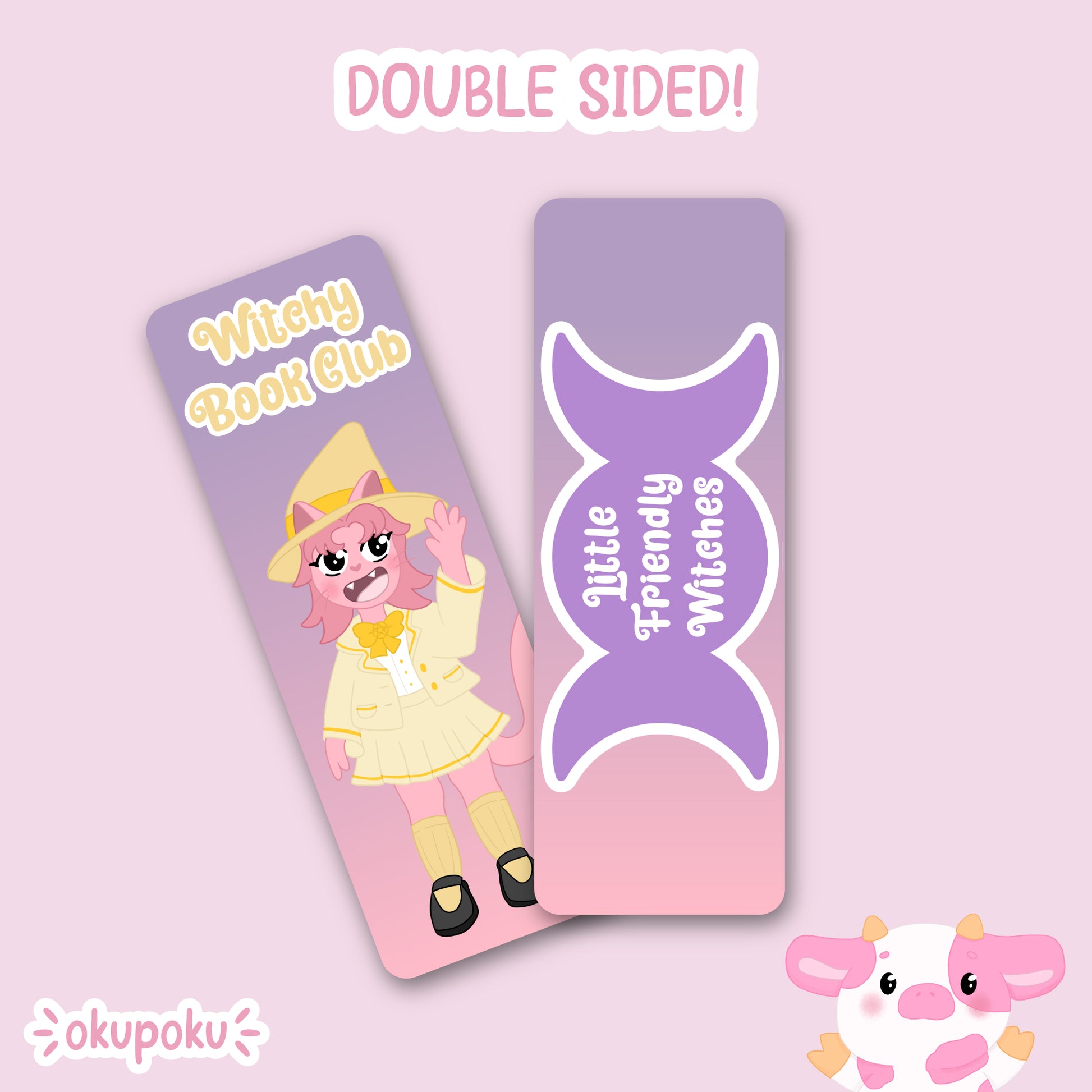 Cute pink werecat witchy magical bookmark