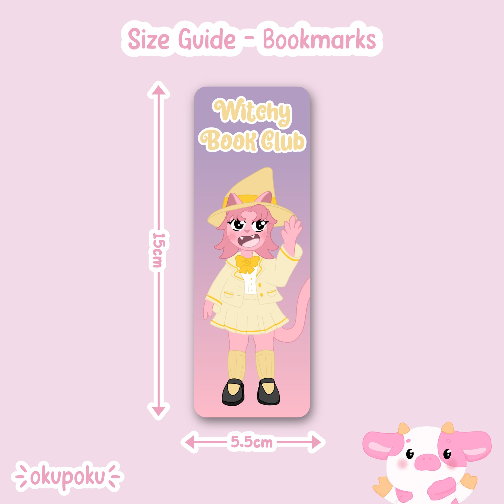 Cute pink werecat witchy magical bookmark