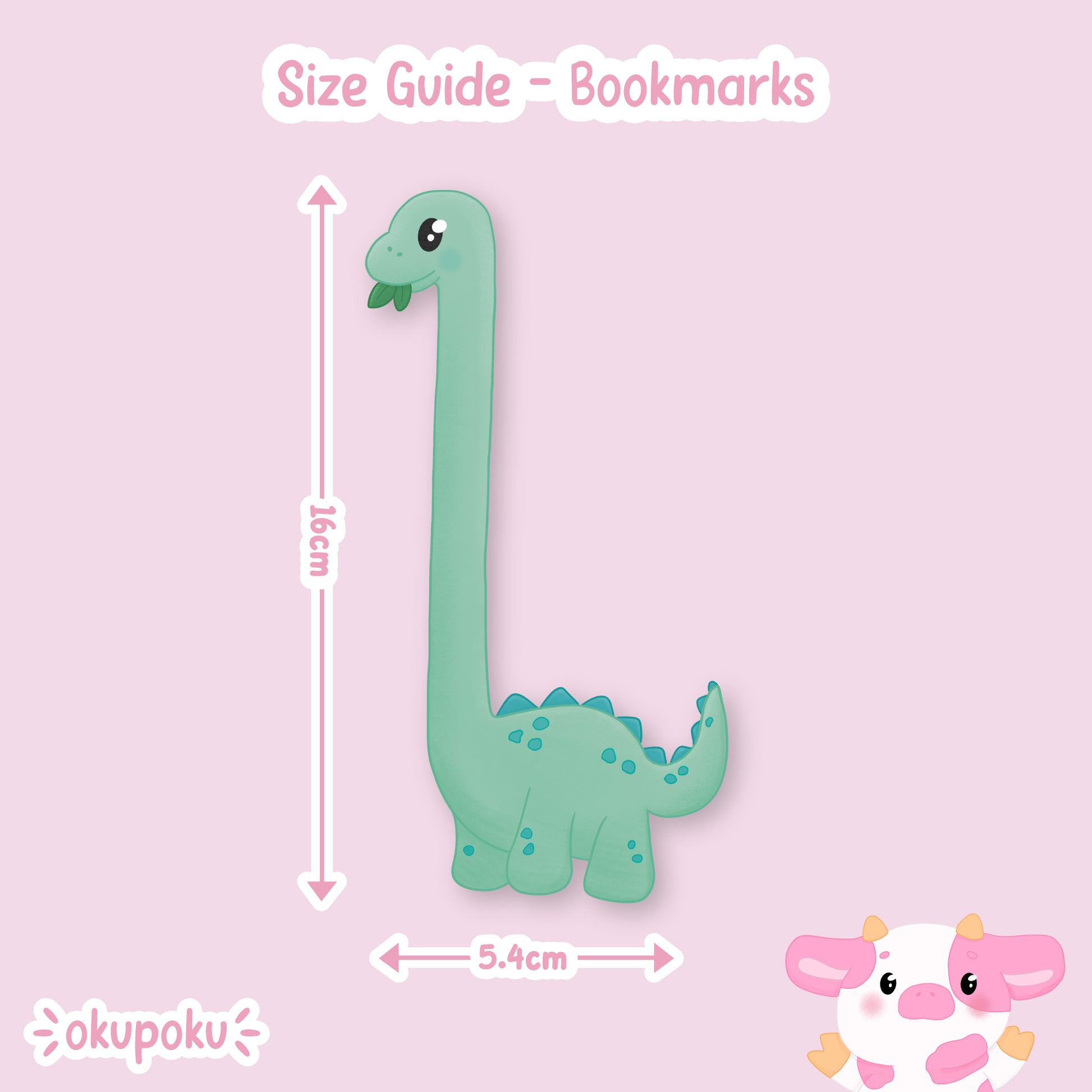 Cute Brachiosaurus Dinosaur silly shaped bookmark for book lovers