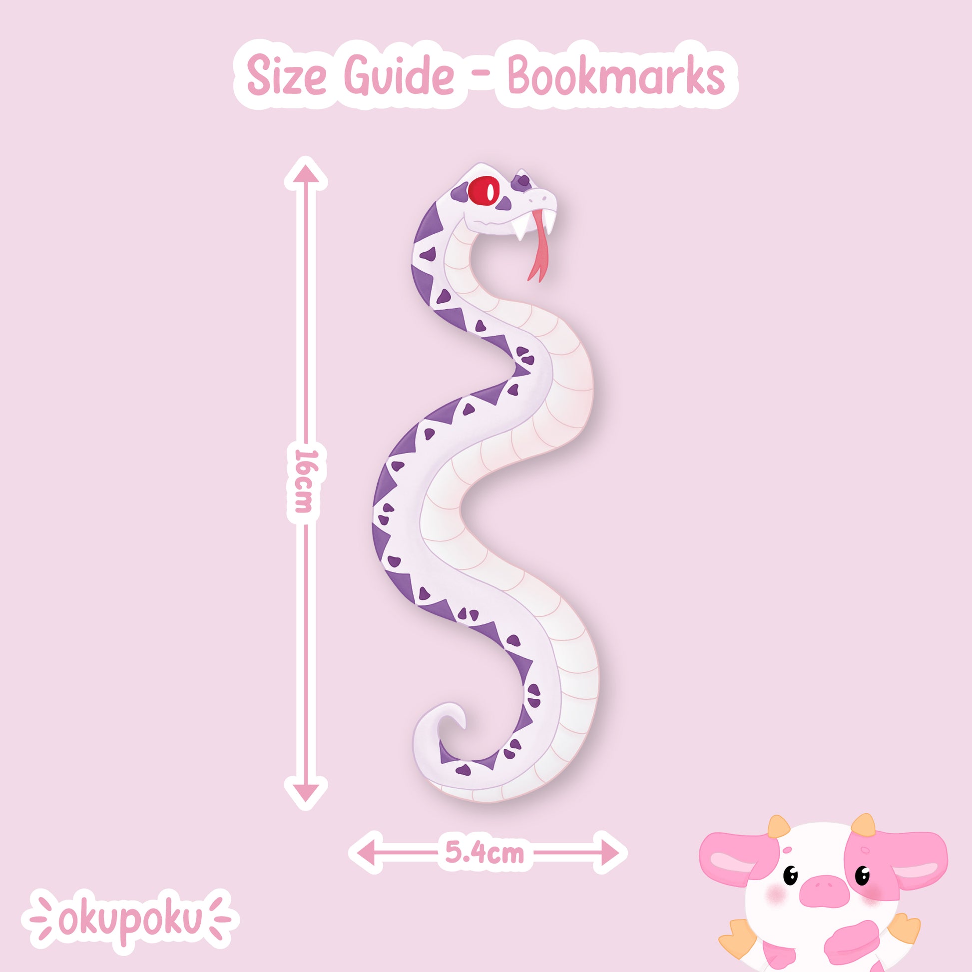 Snake shaped bookmark, Purple and white snake gothic fantasy bookmark