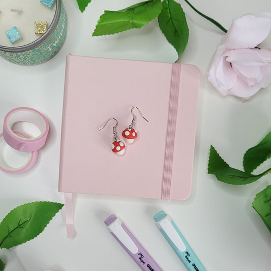 Mushroom earrings made out of polymer clay